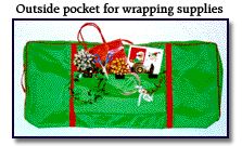 Outside pocket for wrapping supplies